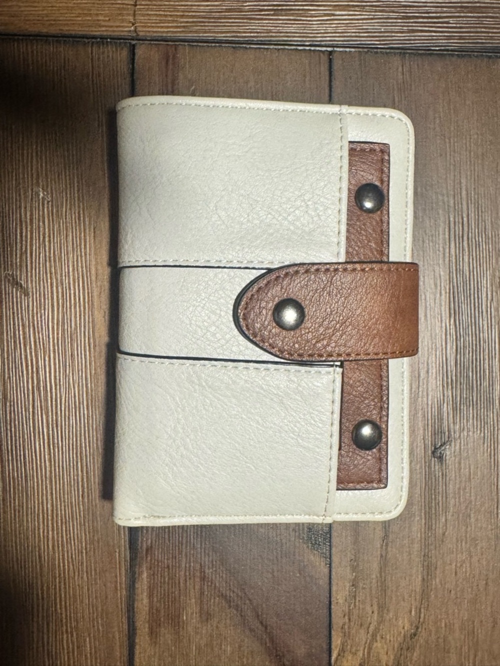 Classic Cream & Brown Women's Wallet - Snap Closure